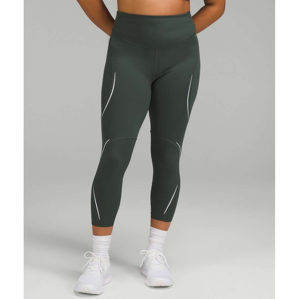 NWOT Lululemon SenseKnit High-Rise Running Crop 23 Dark Forest Green Size 14